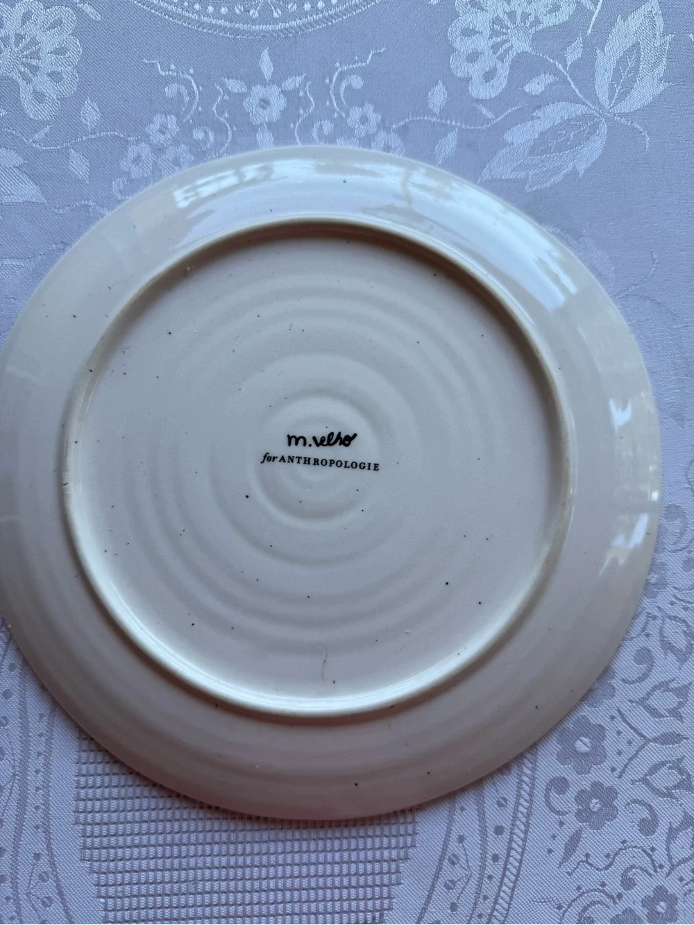 Anthropologie Marcello Velho Folksong Dessert Plate Cat Motif Pink/Orange Folk